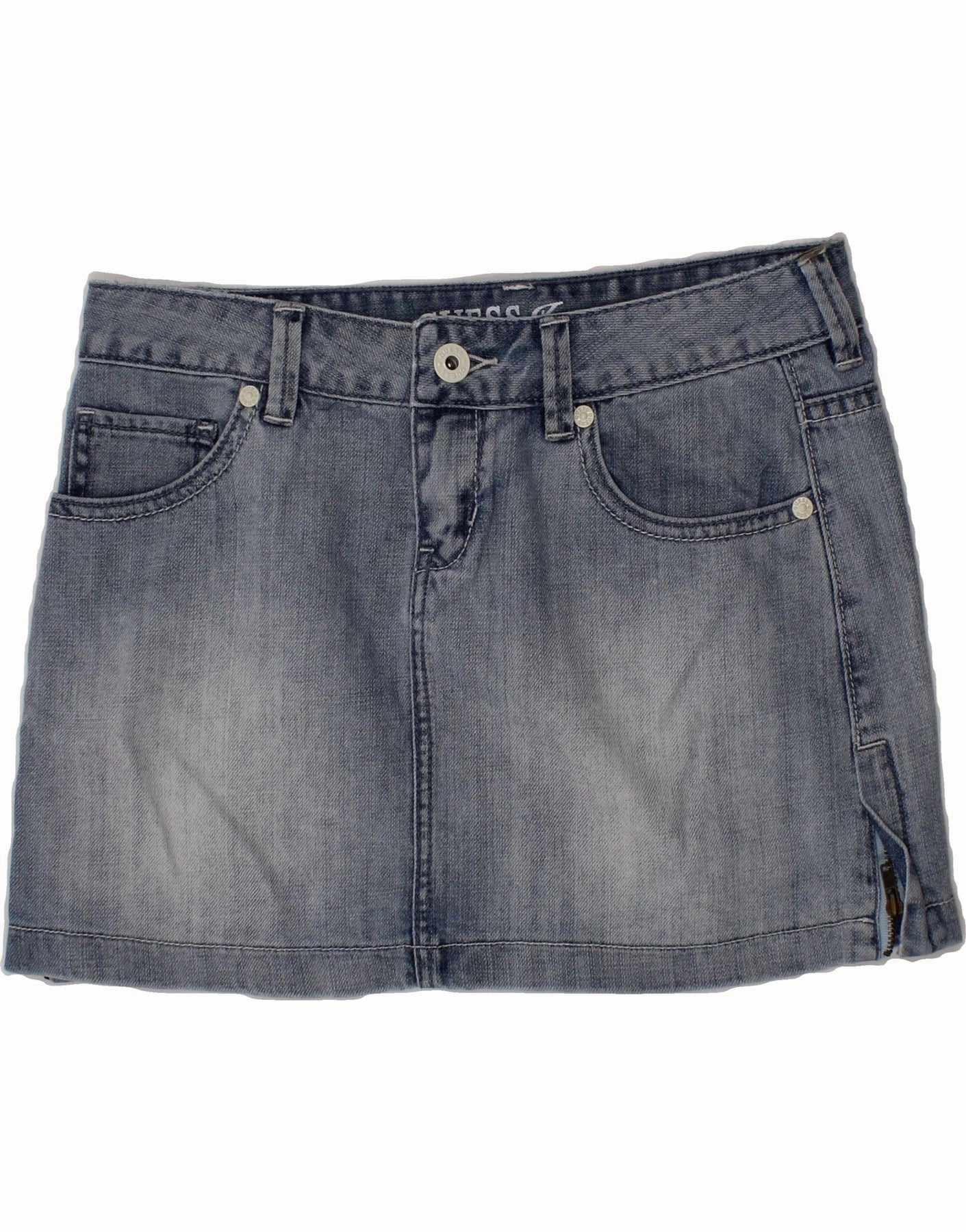 Subtle Comfort Office Smart GUESS Girls Denim Skirt 9-10 Years W26 Blue Cotton