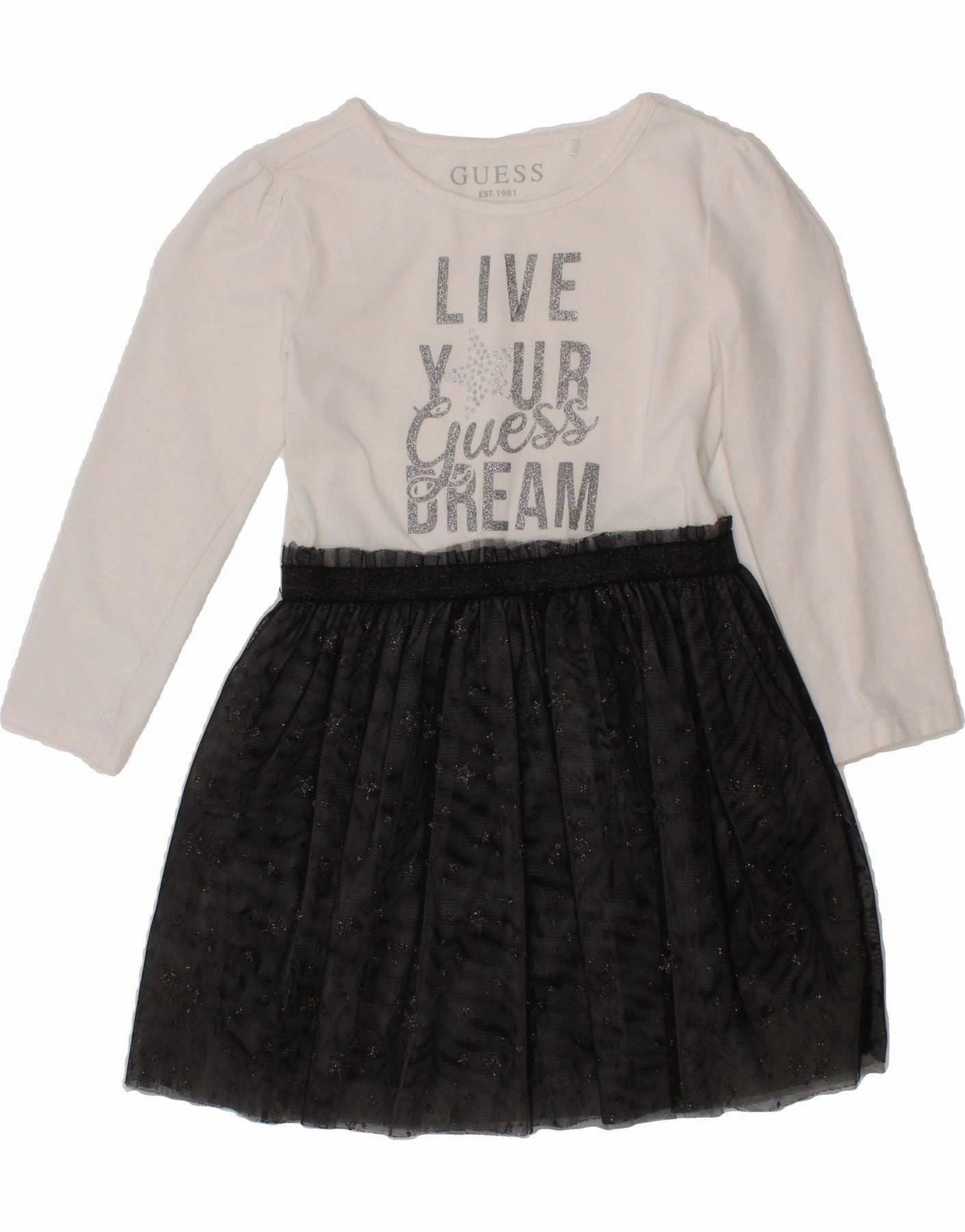 GUESS Girls Graphic Basic Dress 2-3 Years Black Colourblock Cotton Classic structured dress