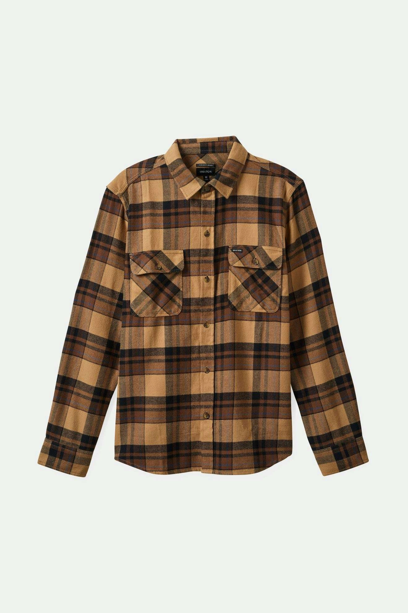 Bowery L/S Flannel - Tiger?s Eye/Pinecone Brown/Washed Black Daytime Look