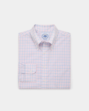 Tropical theme High-Quality Material Made-in-USA Thomas Mason Blue & Pink Check Button Down Shirt - Regular Fit