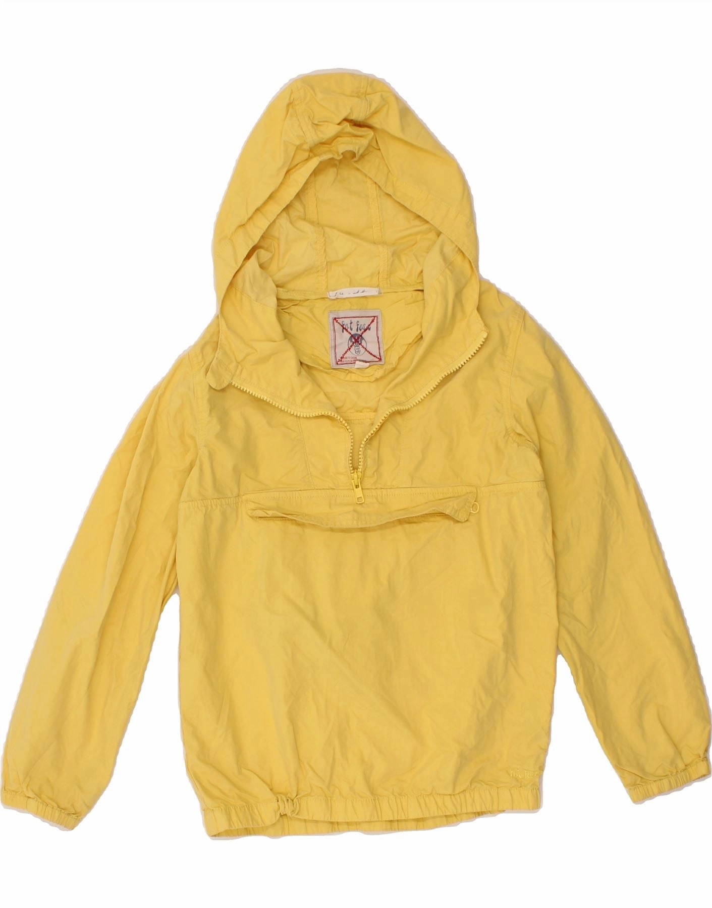 FAT FACE Boys Hooded Anorak Jacket 10-11 Years Yellow Cotton Layered Comfort Smooth Gliding Liners