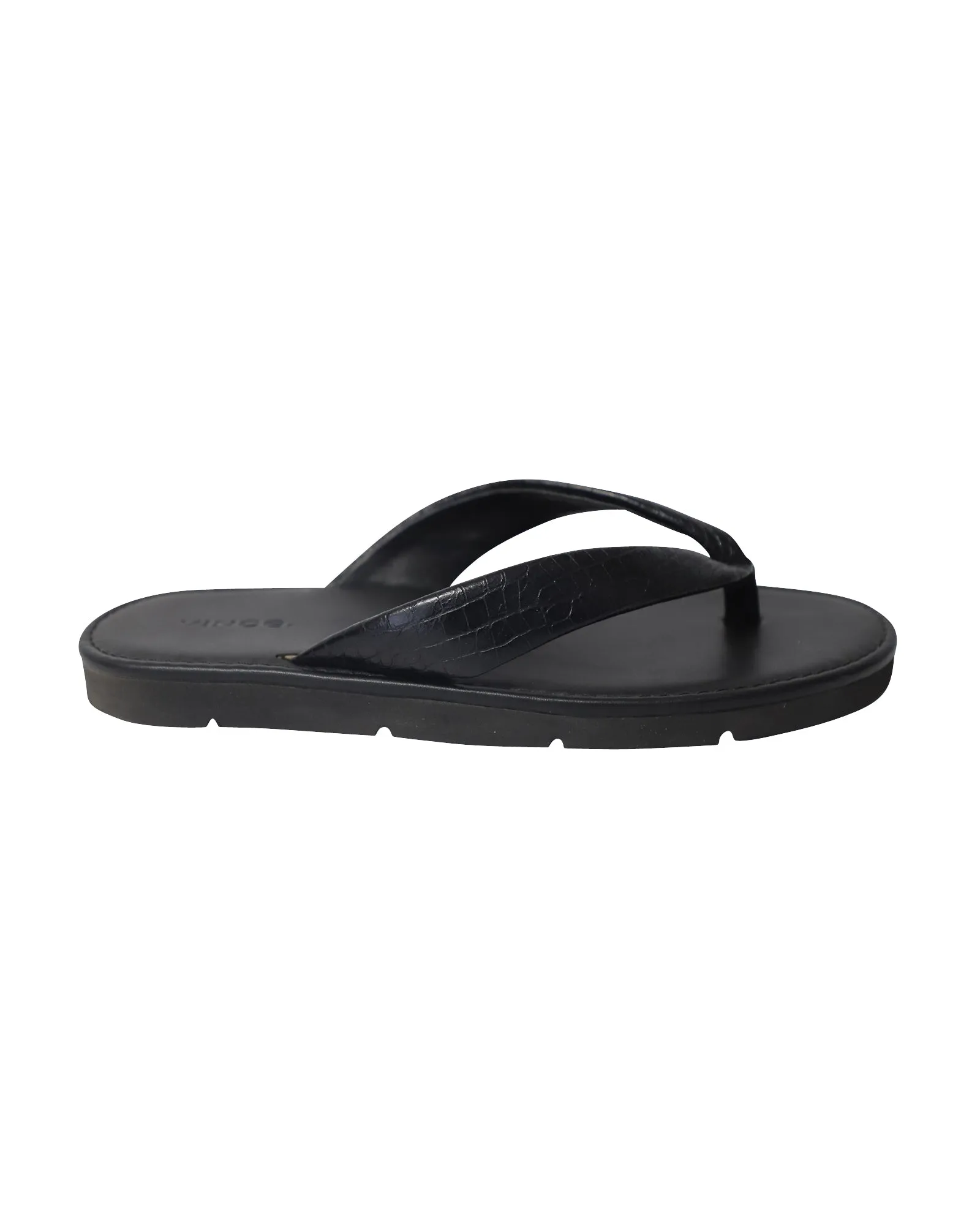 Art Corner Vince Olexa Flip Flop Sandals in Black Leather