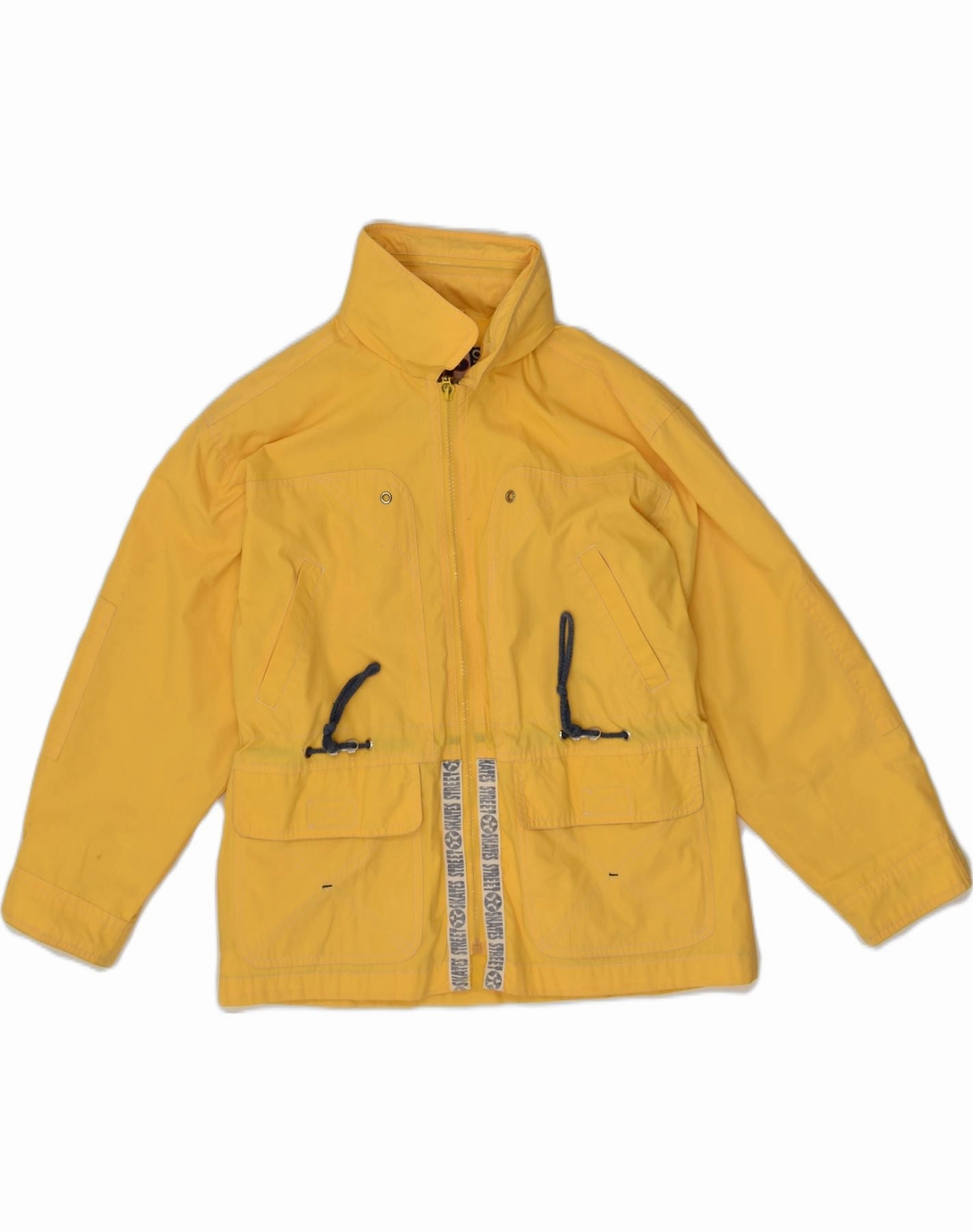 VINTAGE Boys Bomber Jacket 9-10 Years Yellow Polyester High Collar Fit Compression Fold Design