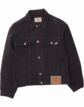VINTAGE Boys Denim Jacket 10-11 Years Large Navy Blue Cotton rainy