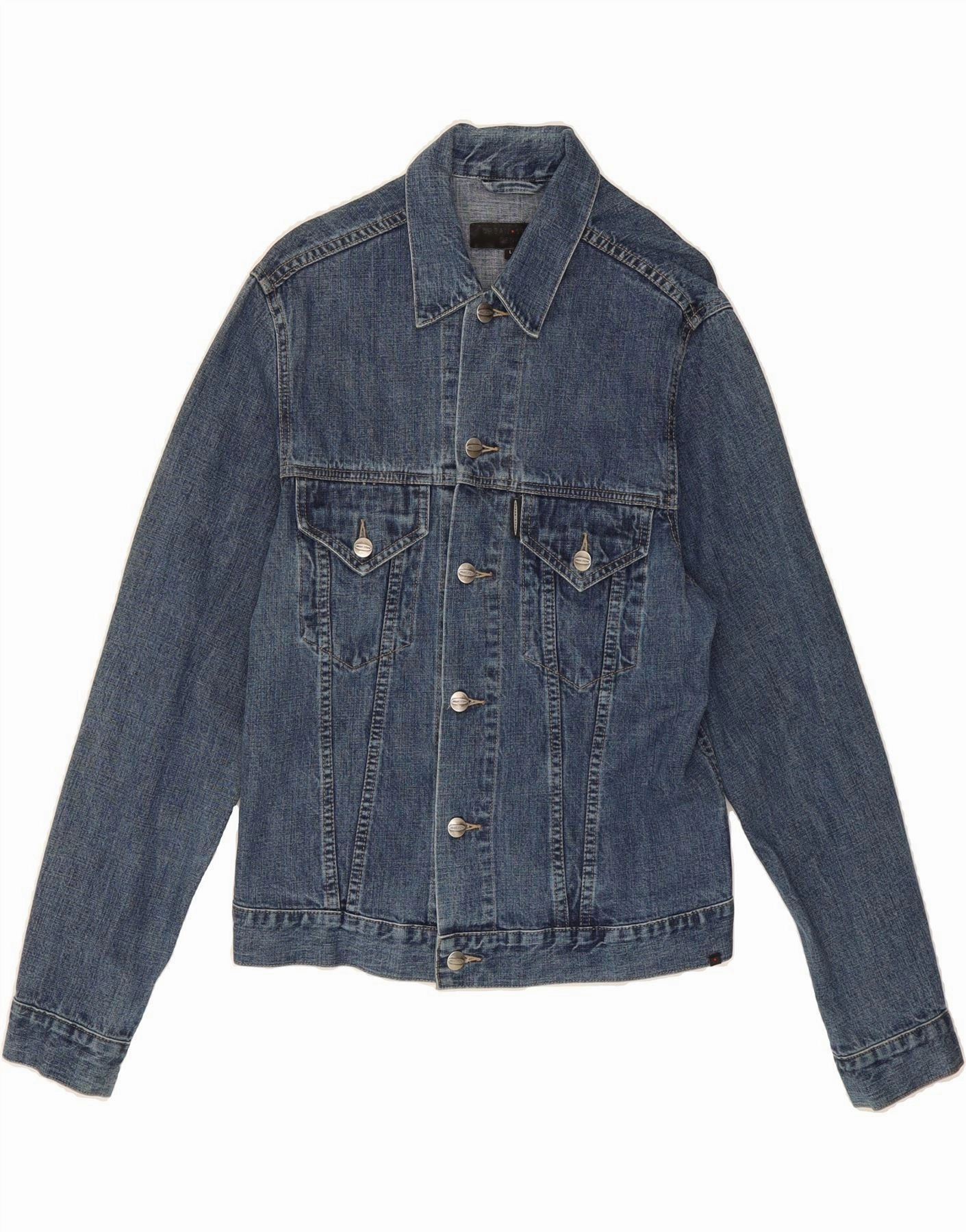 VINTAGE Boys Denim Jacket 11-12 Years Large Blue Cotton Collaborate Trail Style