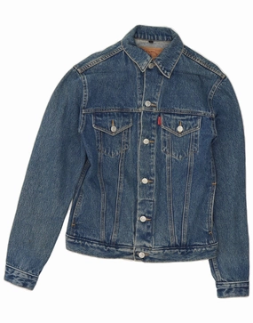VINTAGE Boys Denim Jacket 14-15 Years Blue Cotton Insulated Lining