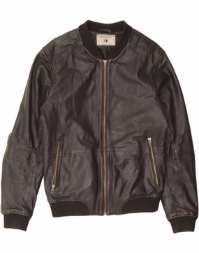 QuiltedPattern VINTAGE Boys Leather Jacket 13-14 Years Large  Black Leather