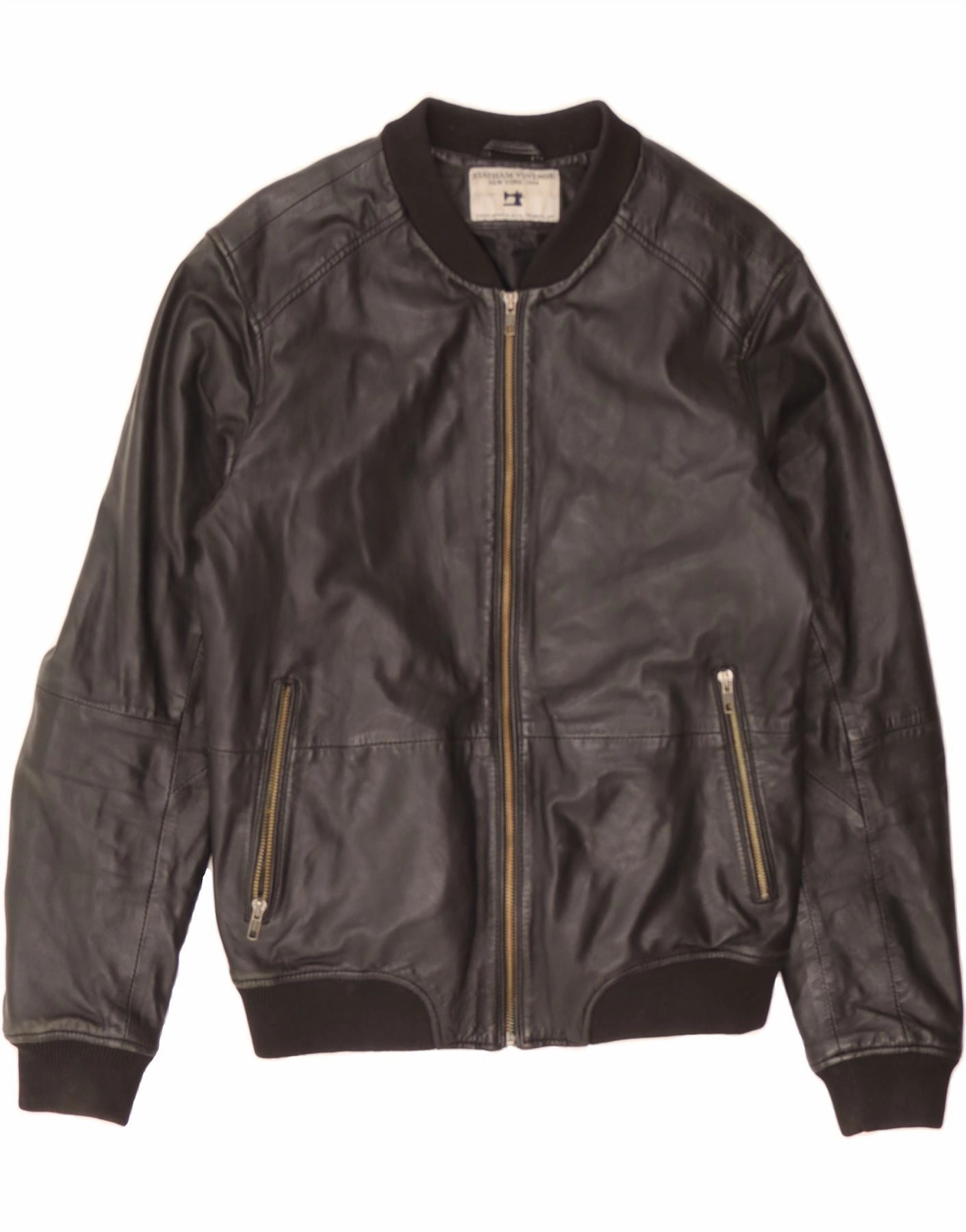 QuiltedPattern VINTAGE Boys Leather Jacket 13-14 Years Large  Black Leather