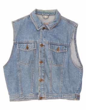 Valentine's Day VINTAGE Boys Oversized Denim Gilet 11-12 Years Blue Cotton