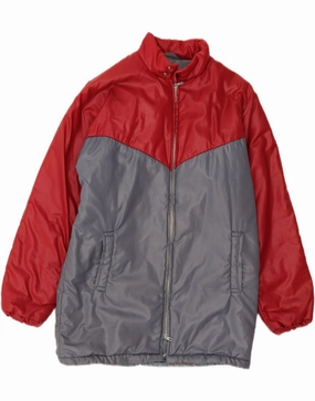 VINTAGE Boys Padded Jacket 13-14 Years Grey Colourblock Adaptive Fit