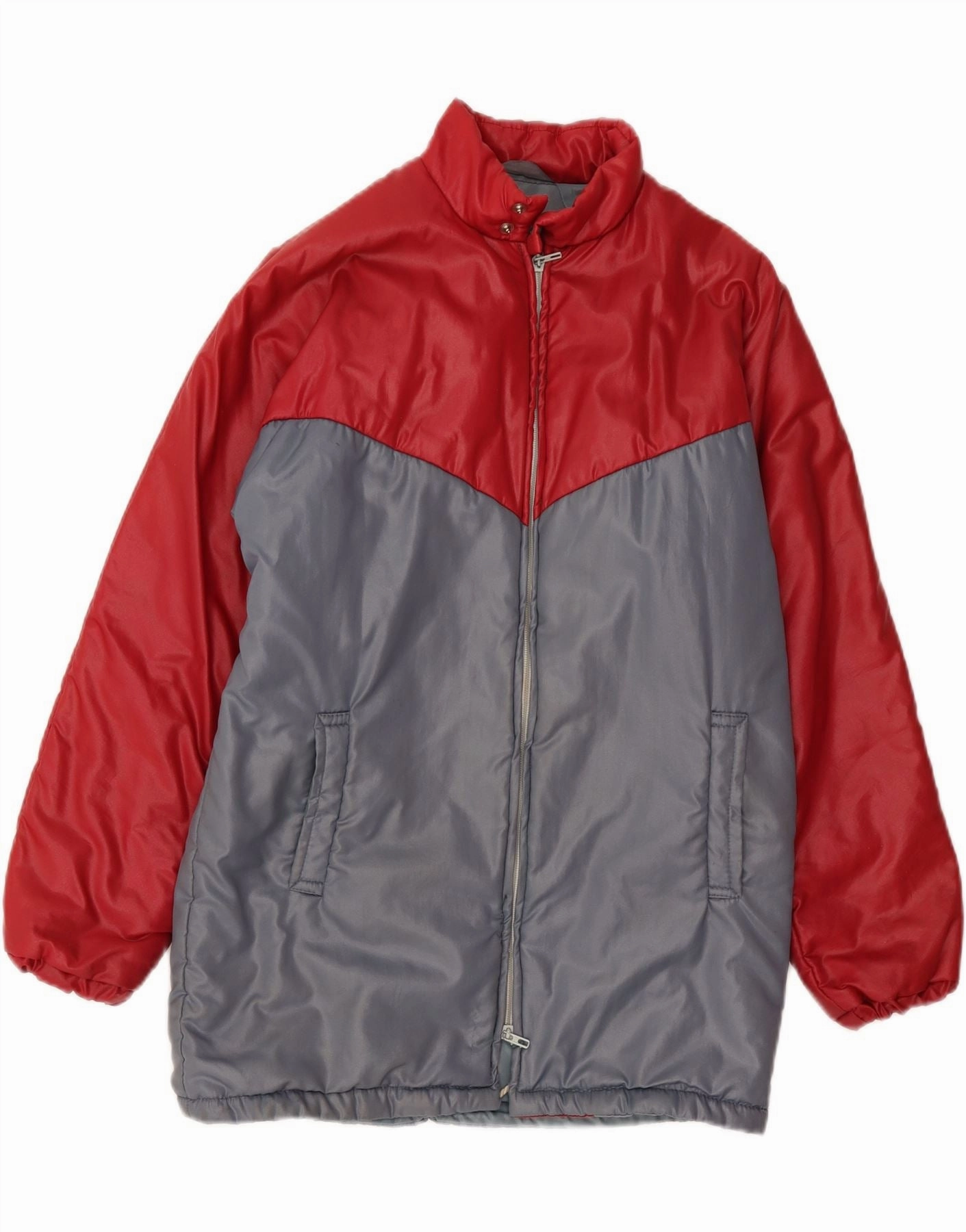 VINTAGE Boys Padded Jacket 13-14 Years Grey Colourblock Adaptive Fit