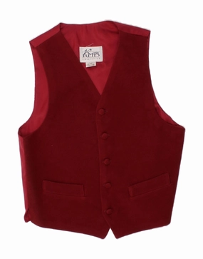 VINTAGE Boys Waistcoat 11-12 Years Red Cotton Lightweight Design