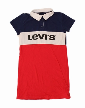 Bodycon Fit LEVI'S Girls Graphic Polo Dress 11-12 Years Multicoloured Colourblock