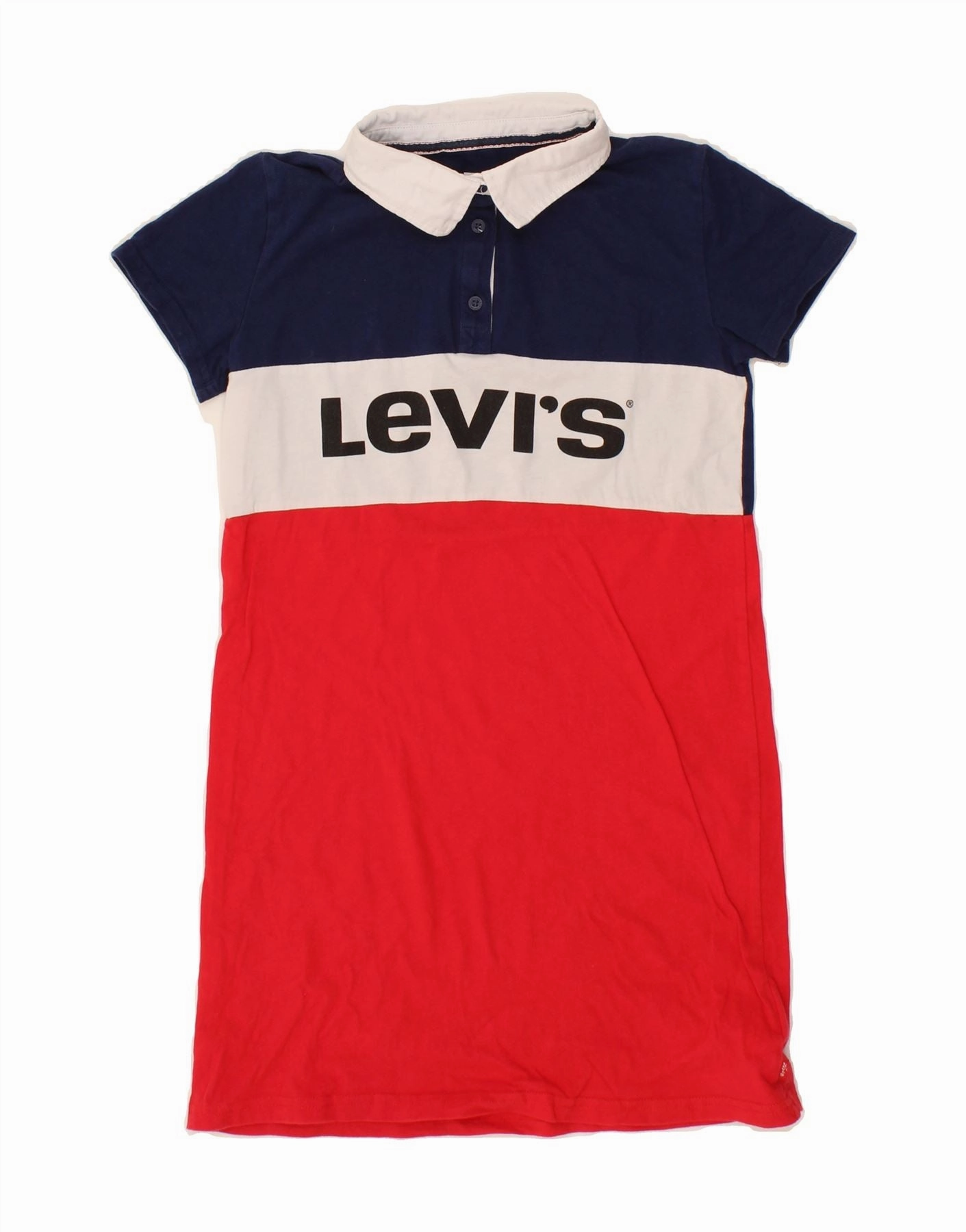 Bodycon Fit LEVI'S Girls Graphic Polo Dress 11-12 Years Multicoloured Colourblock