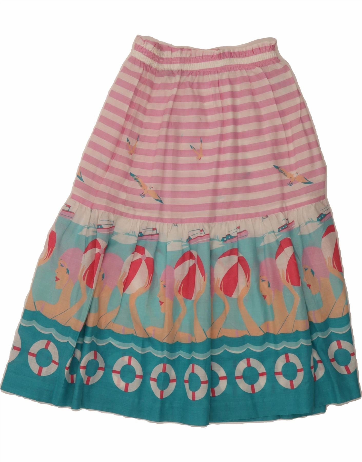 VINTAGE Girls Abstract Pattern A-Line Skirt 6-7 Years W22  Pink Chic Motion Casual Chic Wear