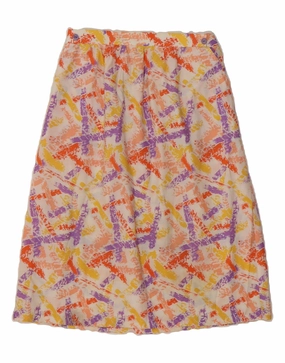 Glossy Fabric VINTAGE Girls Abstract Pattern Midi Skirt 15-16 Years W28 Multicoloured