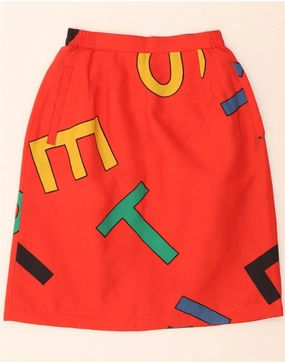 VINTAGE Girls Graphic A-Line Skirt 6-7 Years Medium W22  Red Timeless Fit Look Street Edge