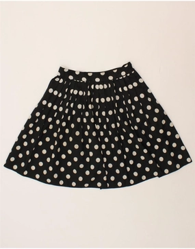 VINTAGE Girls Pleated Skirt 15-16 Years W30 Black Polka Dot Polyester Lined interior