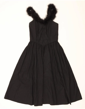VINTAGE Girls Sleeveless A-Line Dress 15-16 Years Black Cotton Shade Glow