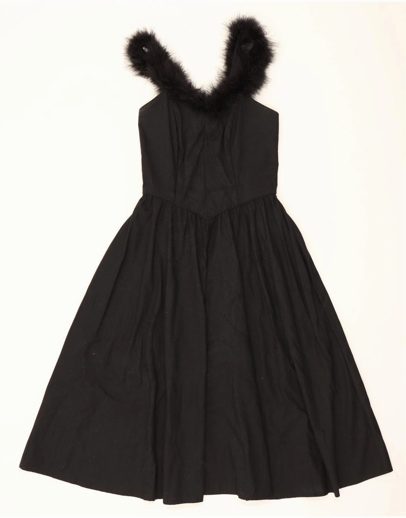VINTAGE Girls Sleeveless A-Line Dress 15-16 Years Black Cotton Shade Glow