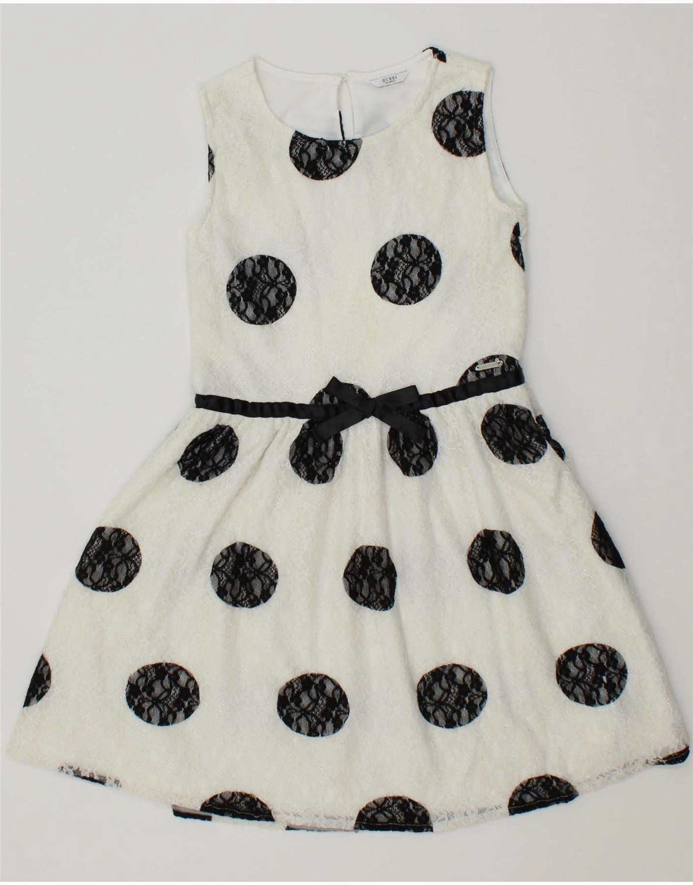 Soft and Smooth Dainty Finish GUESS Girls A-Line Dress 11-12 Years White Spotted Polyamide