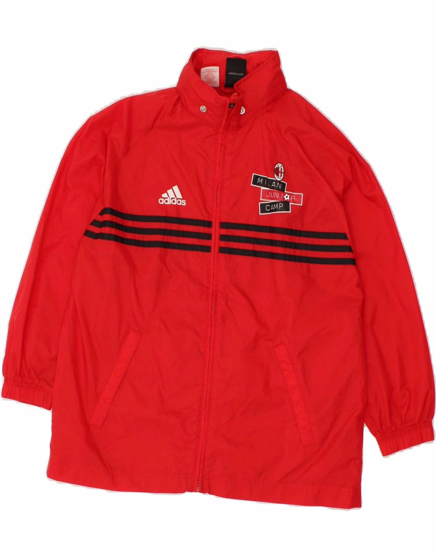 ADIDAS Boys AC Milan Graphic Rain Jacket 9-10 Years Red Nylon suitable for self use Non Irritating Collar