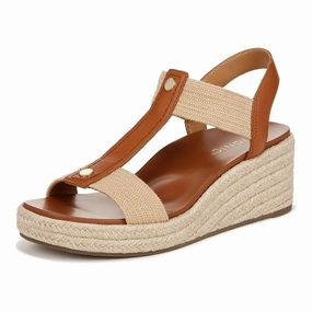 Vionic Womens Calera Wedge Sandal - Camel Brown Leather Multi Glow Secure Outfit
