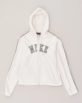 Anti Static Finish NIKE Boys Graphic Hooded Fleece Jacket 8-9 Years Medium  Off White