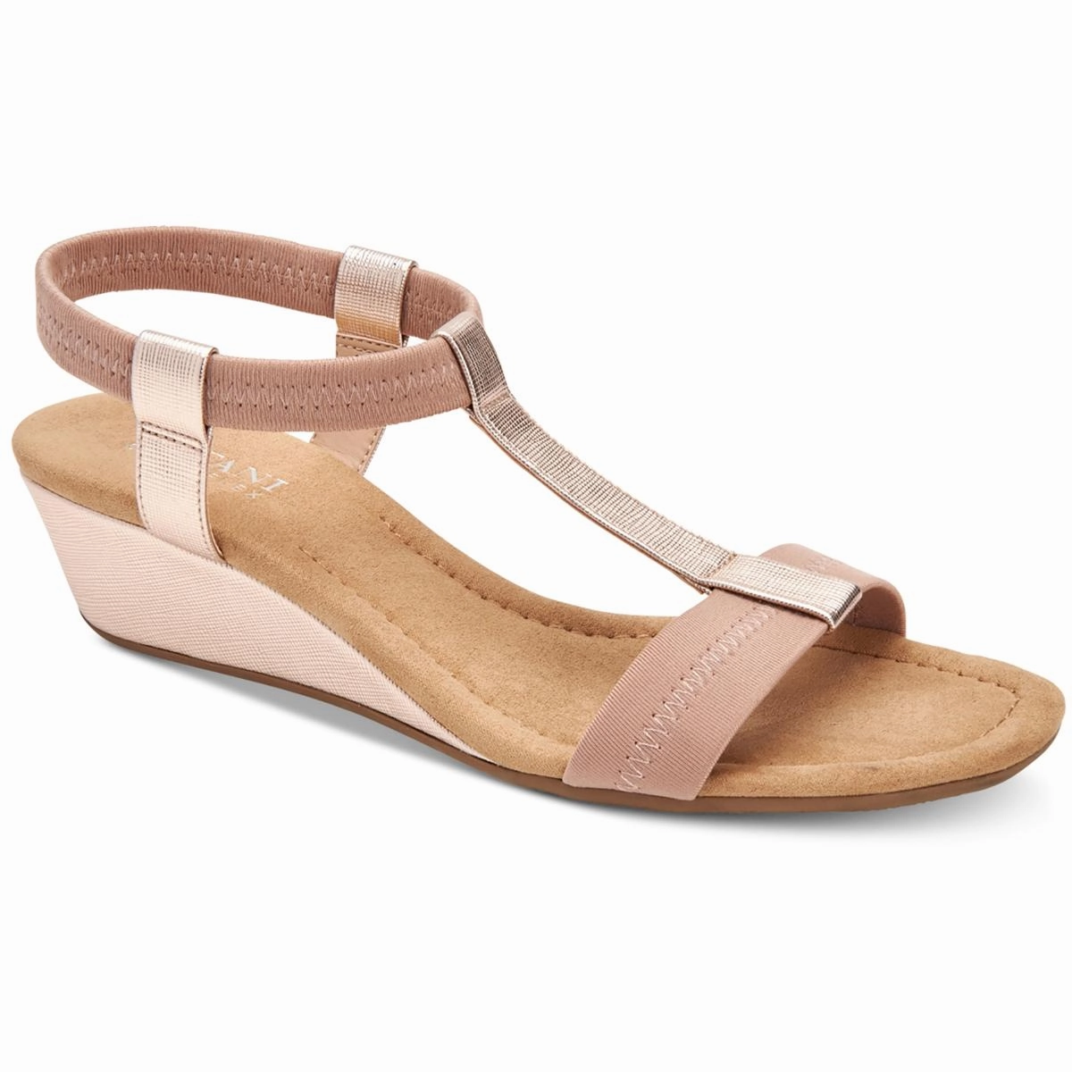 Voyage Womens Mixed Media Wedge Sandals Subtle Build Statement Step
