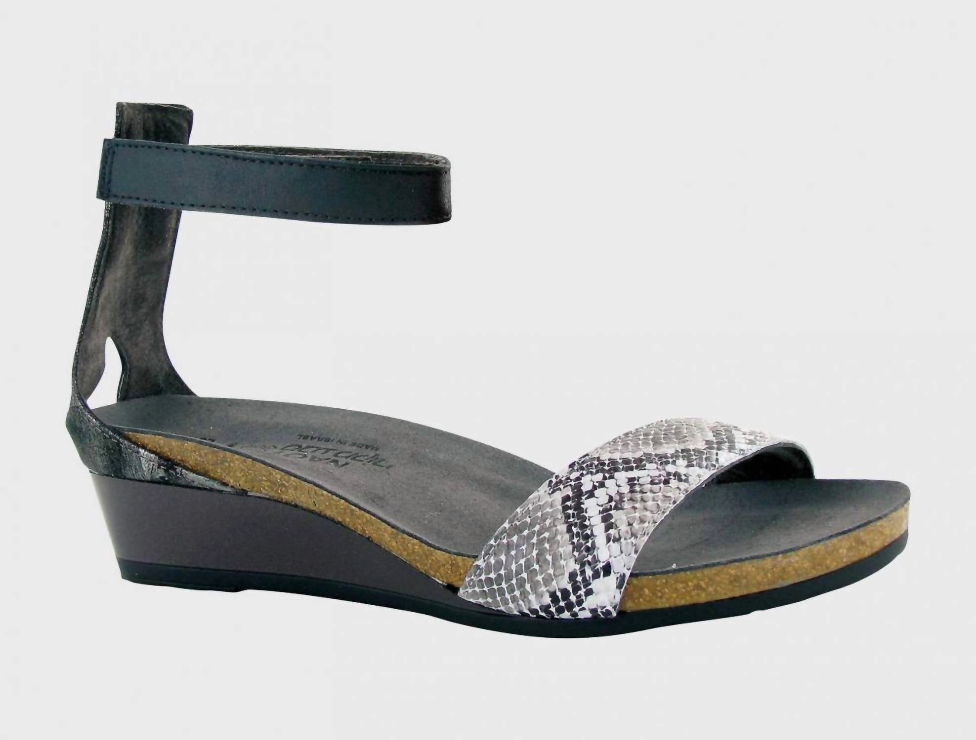Women's Pixie Cobra Leather Onyx Leather Wedge In Grey Trendy Statement Cushioned Lift