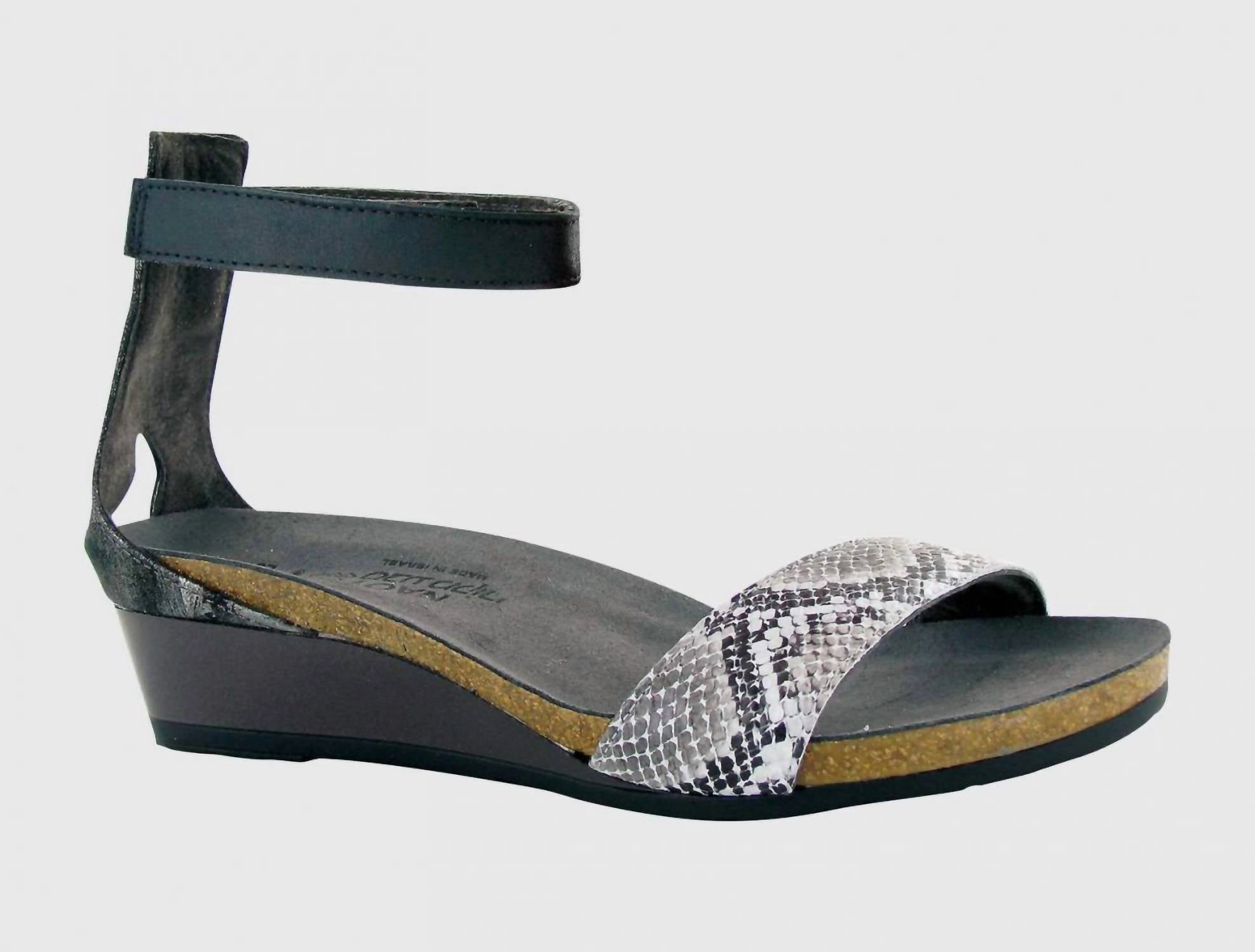 Stable Support Women's Pixie Cobra Leather Onyx Leather Wedge In Grey