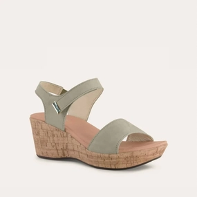 Buckle Sole Women's Summer Wedge Sandals In Sage Nubuck