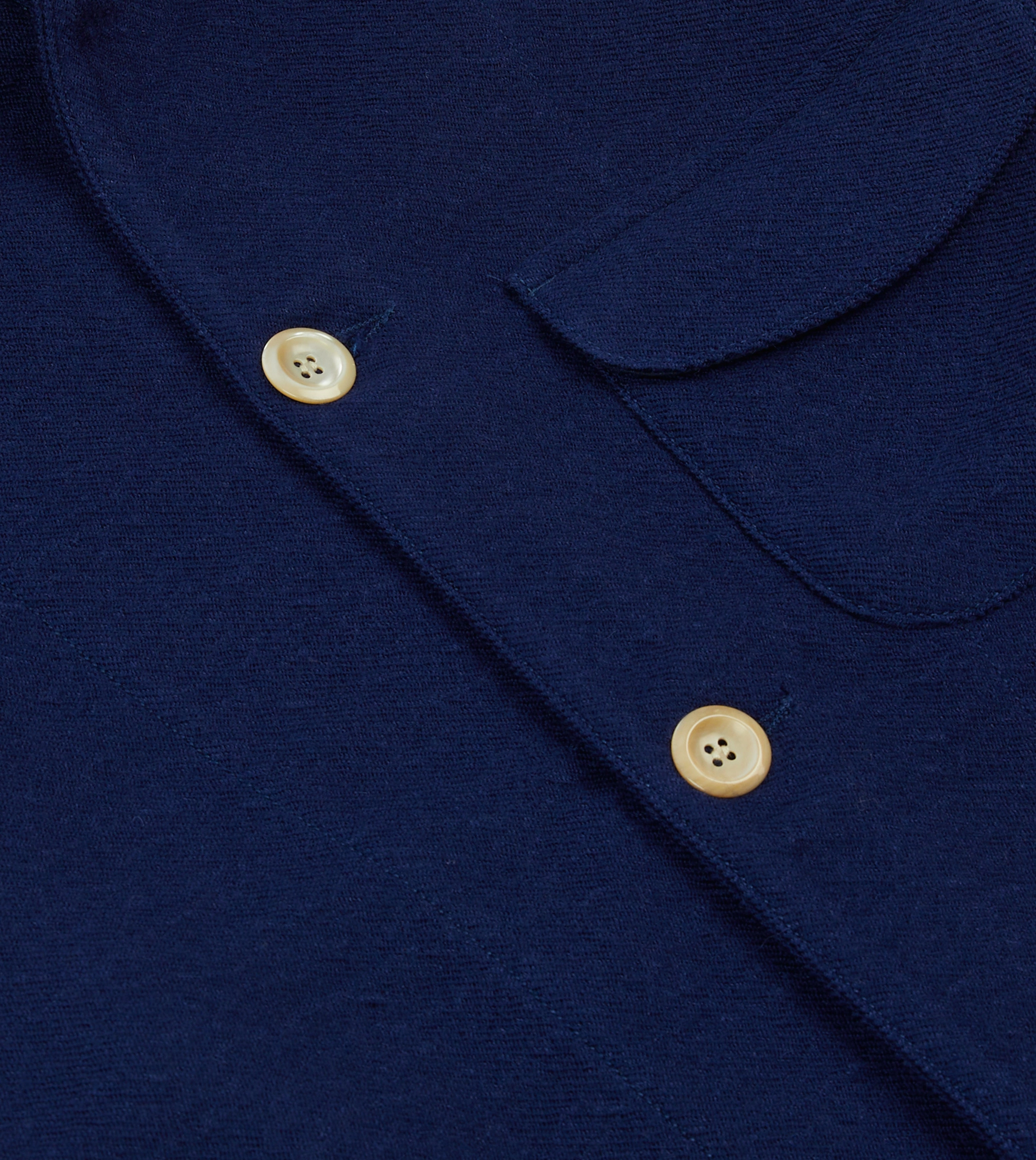 Short-sleeved Blue Wool-Linen Three-Pocket Chore Jacket