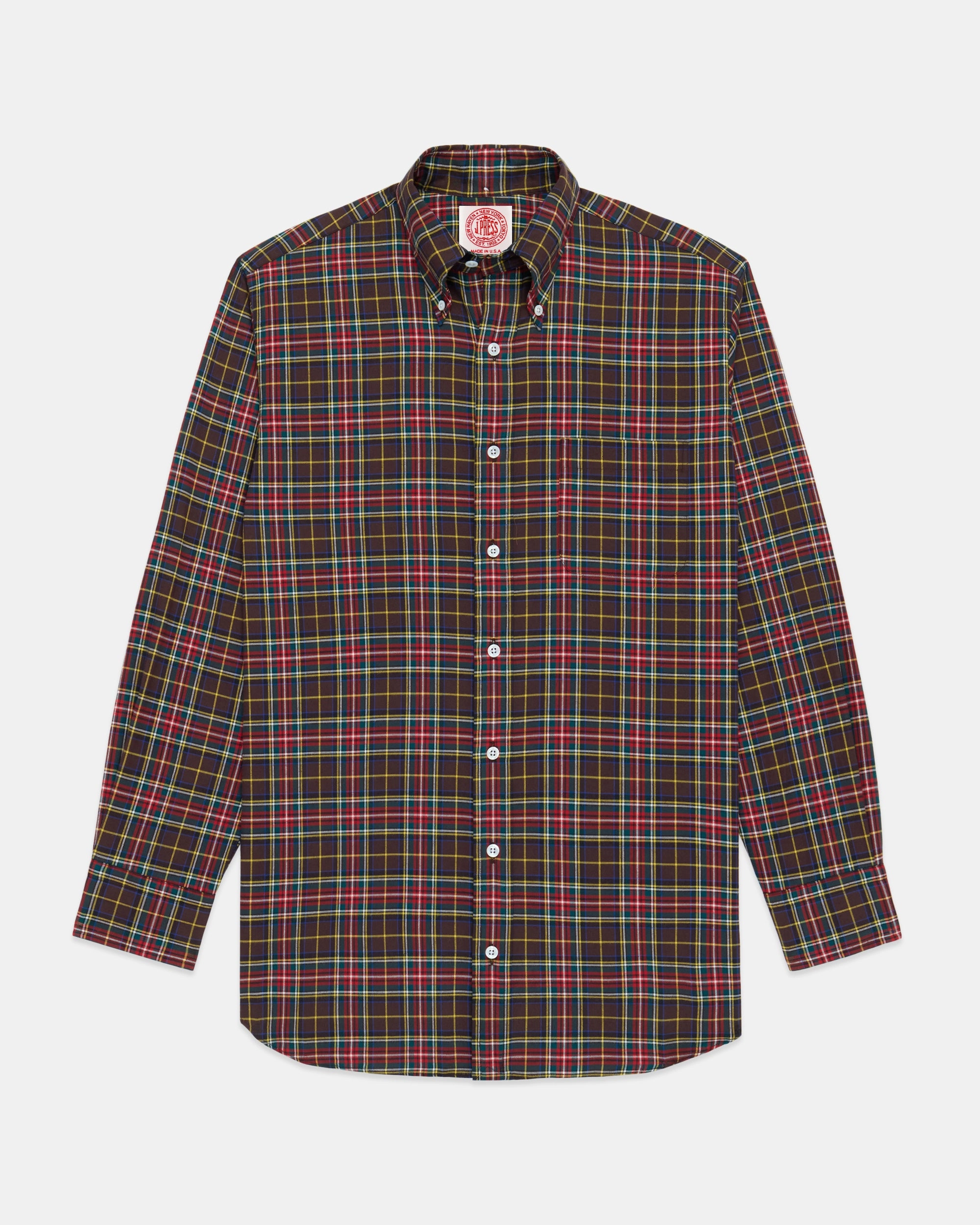 Made-in-USA Black Stewart Tartan Flannel Sport Shirt - Classic Fit Ultra Soft Interior