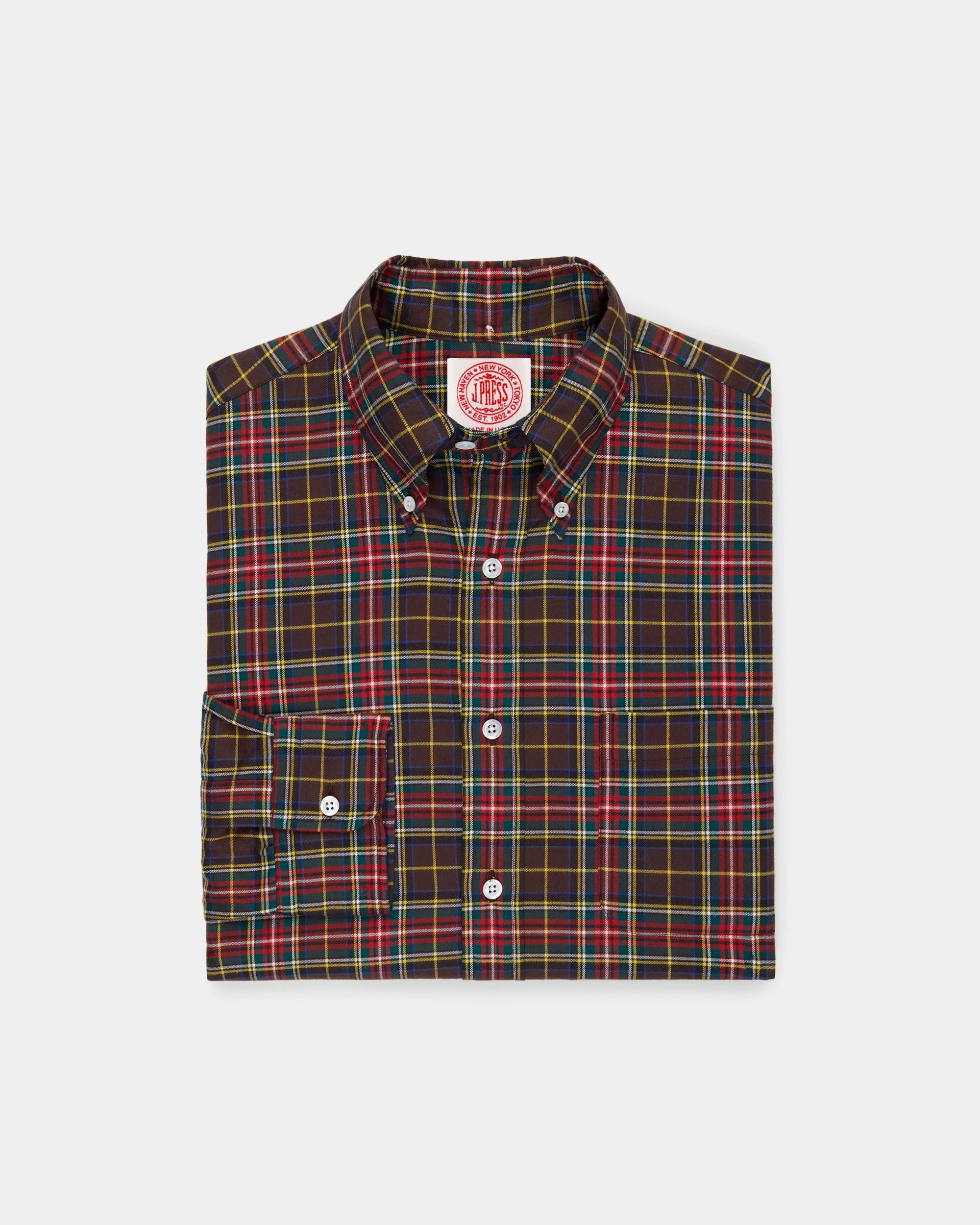 Made-in-USA Black Stewart Tartan Flannel Sport Shirt - Classic Fit Fitted Shape Dynamic Design
