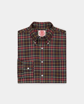 Made-in-USA Black Stewart Tartan Flannel Sport Shirt - Classic Fit Fitted Shape Dynamic Design