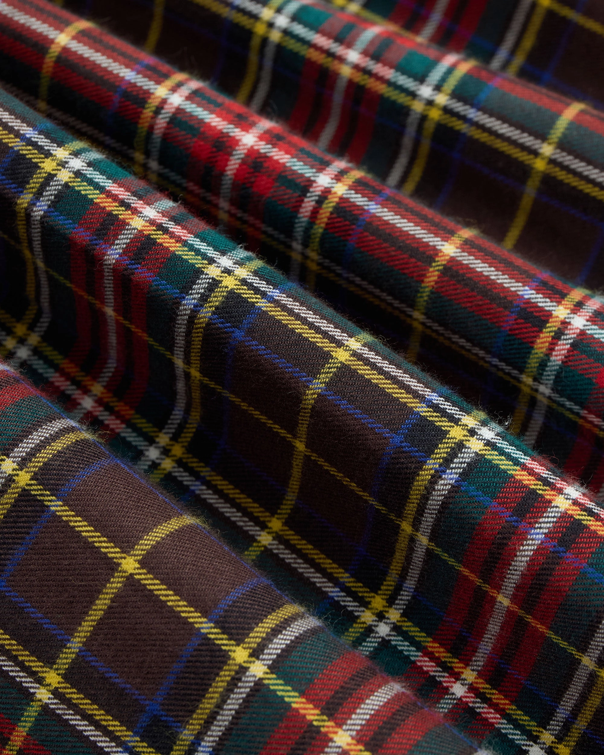 Soft Collar Design Cool Comfort Made-in-USA Black Stewart Tartan Flannel Sport Shirt - Classic Fit