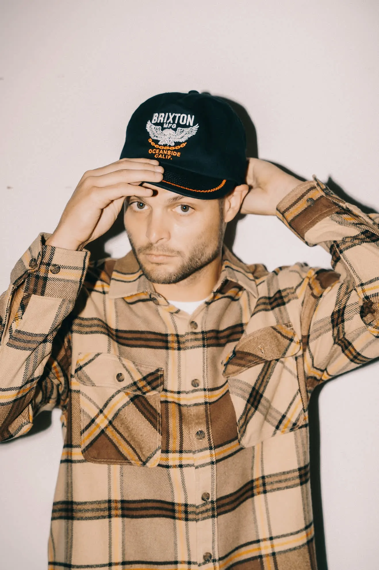 Bowery L/S Flannel - Sand/Pinecone/Solar Orange Iconic look