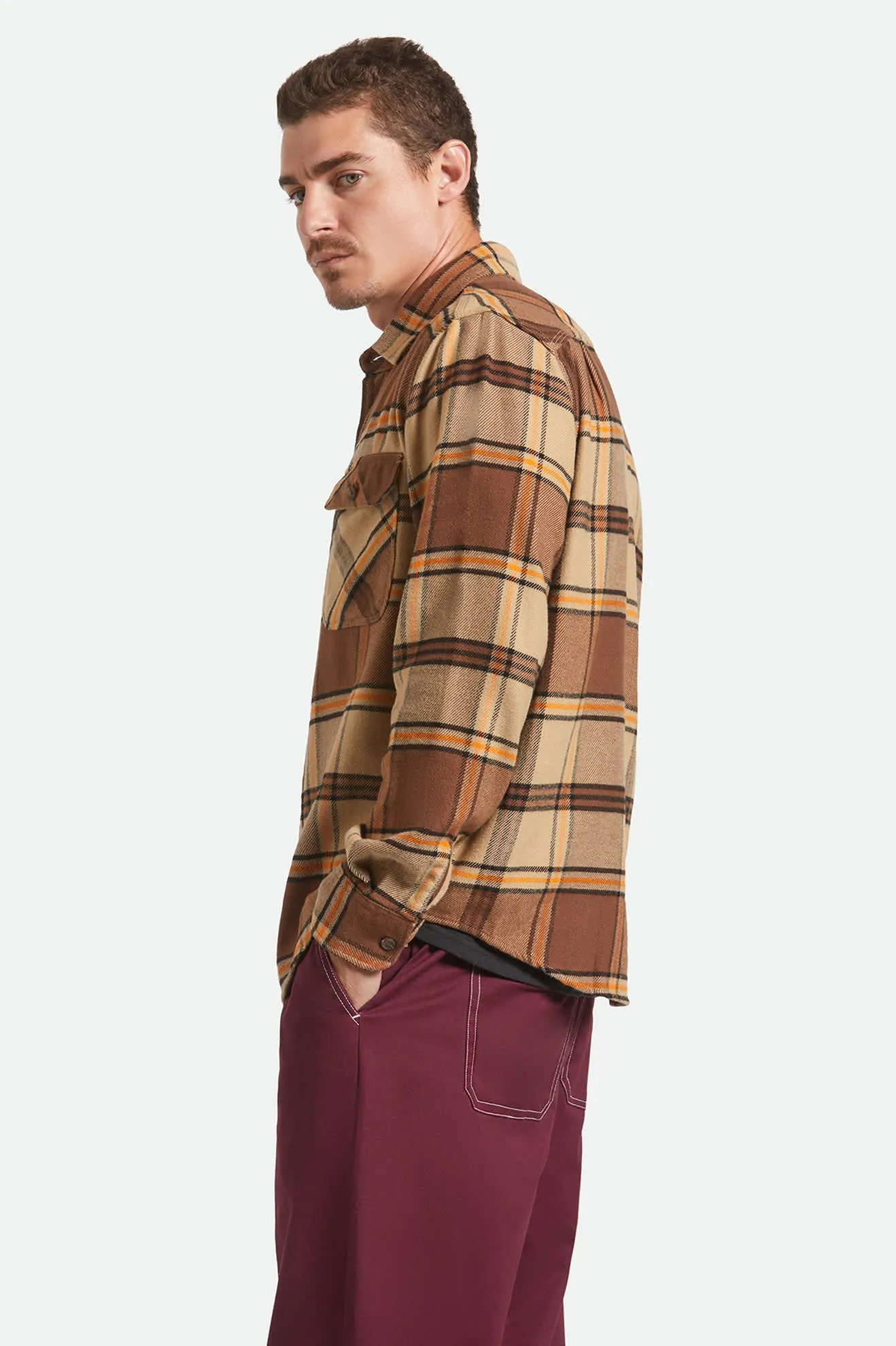 Non Restrictive Fit Bowery L/S Flannel - Sand/Pinecone/Solar Orange