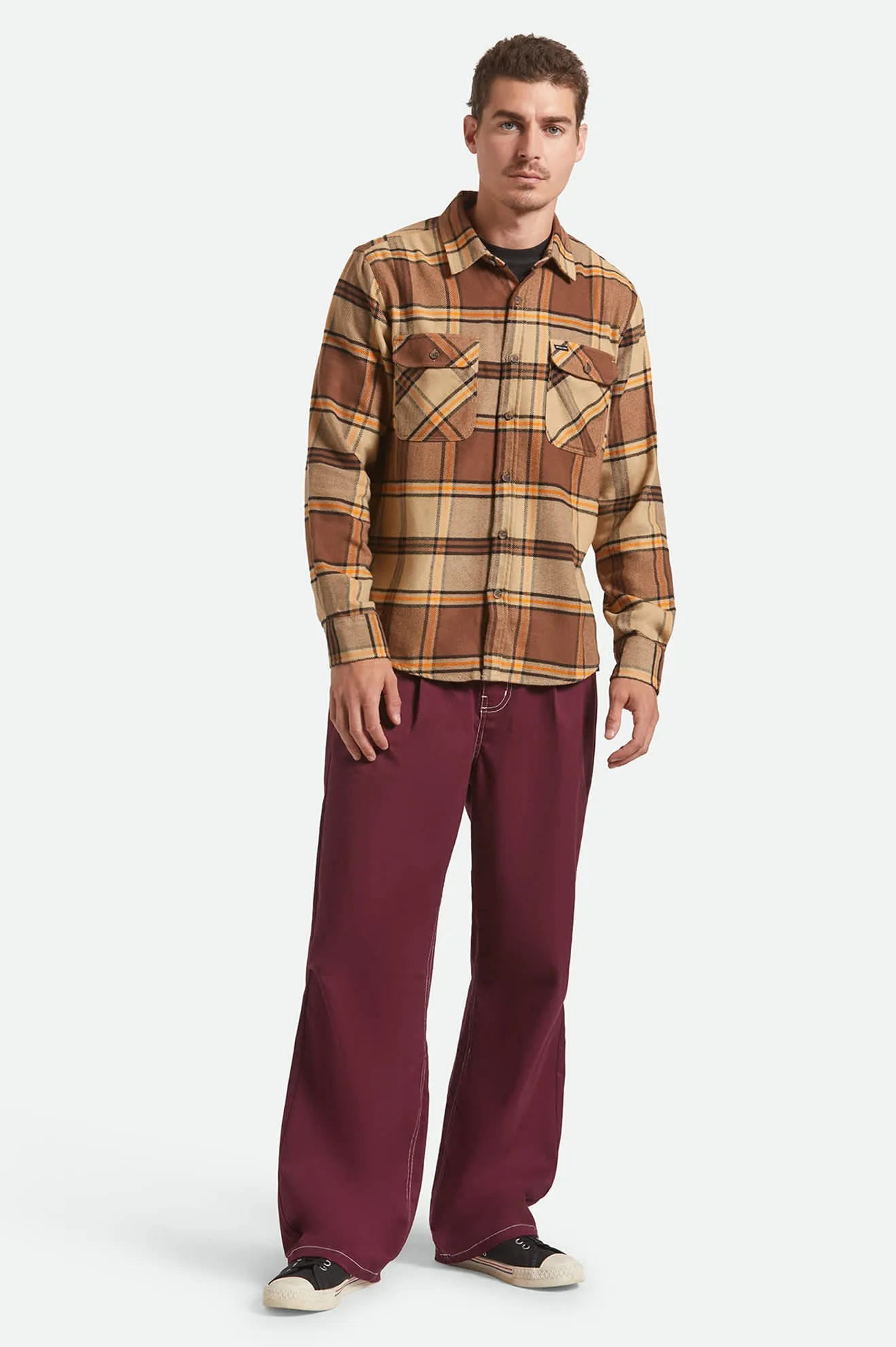 Easy Styling mix and match Bowery L/S Flannel - Sand/Pinecone/Solar Orange