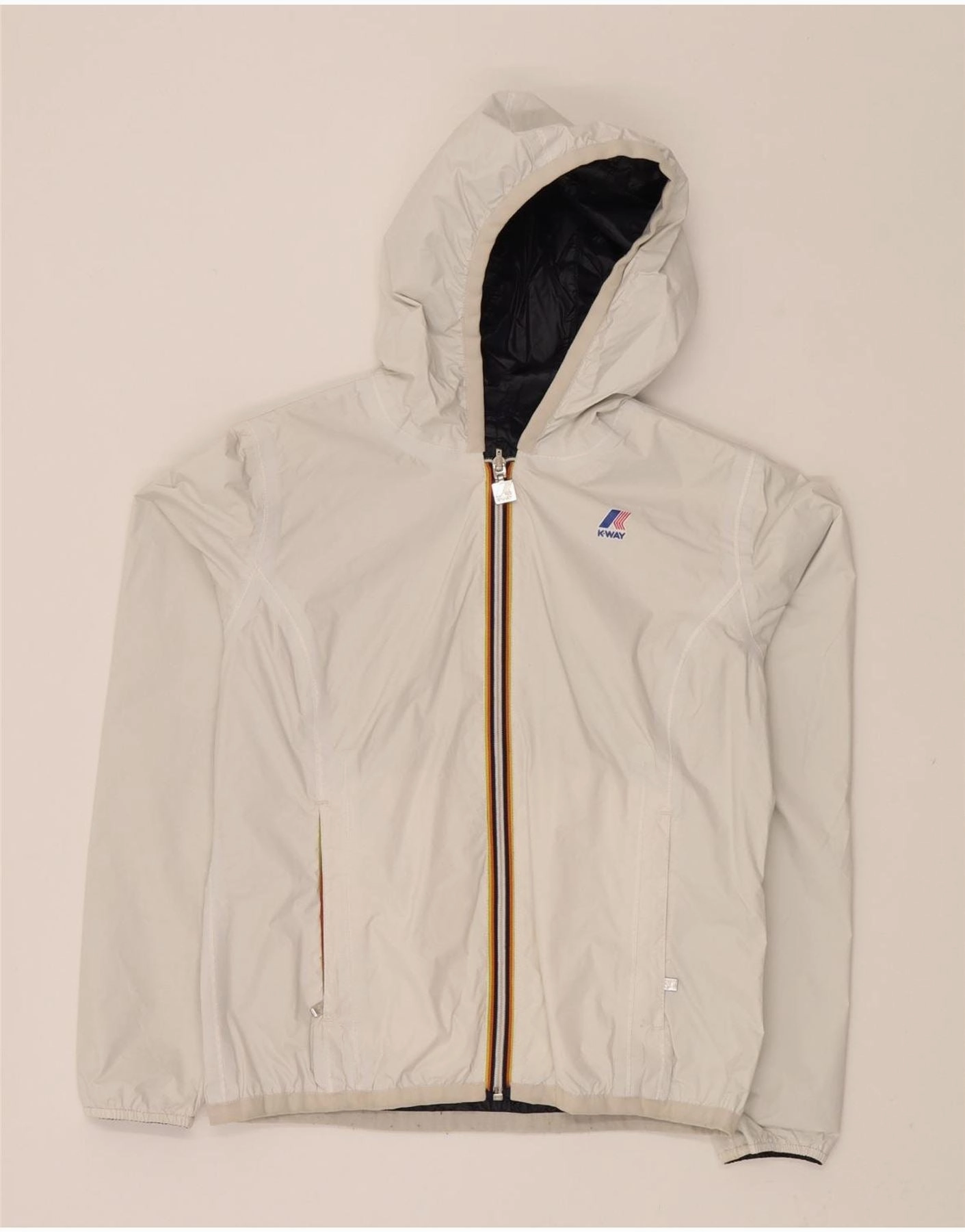 K-WAY Boys Hooded Rain Jacket 11-12 Years White Quilted Construction