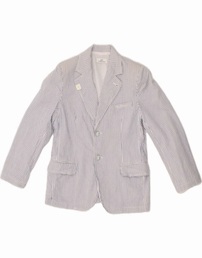 GAI MATTIOLO Boys 2 Button Blazer Jacket 9-10 Years Blue Pinstripe Cotton Storm Shield Soft Shell Material