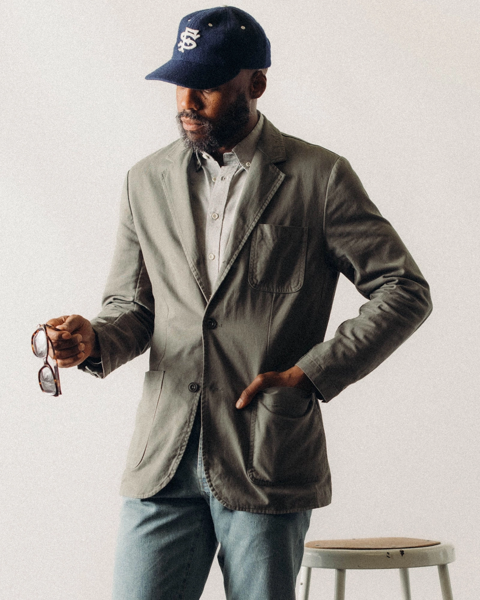 Recover Free Motion Design The Foundation Sportcoat in Organic Smoked Olive Twill