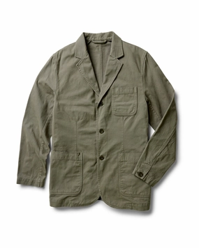 Durable Outerwear Button Snap Conversion The Foundation Sportcoat in Organic Smoked Olive Twill