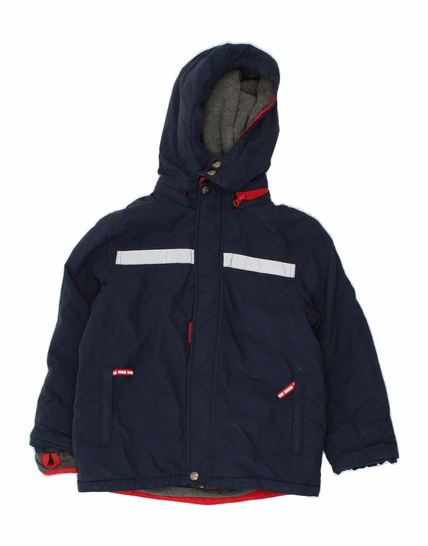 History BODEN Boys Hooded Windbreaker Jacket 7-8 Years Navy Blue Polyester