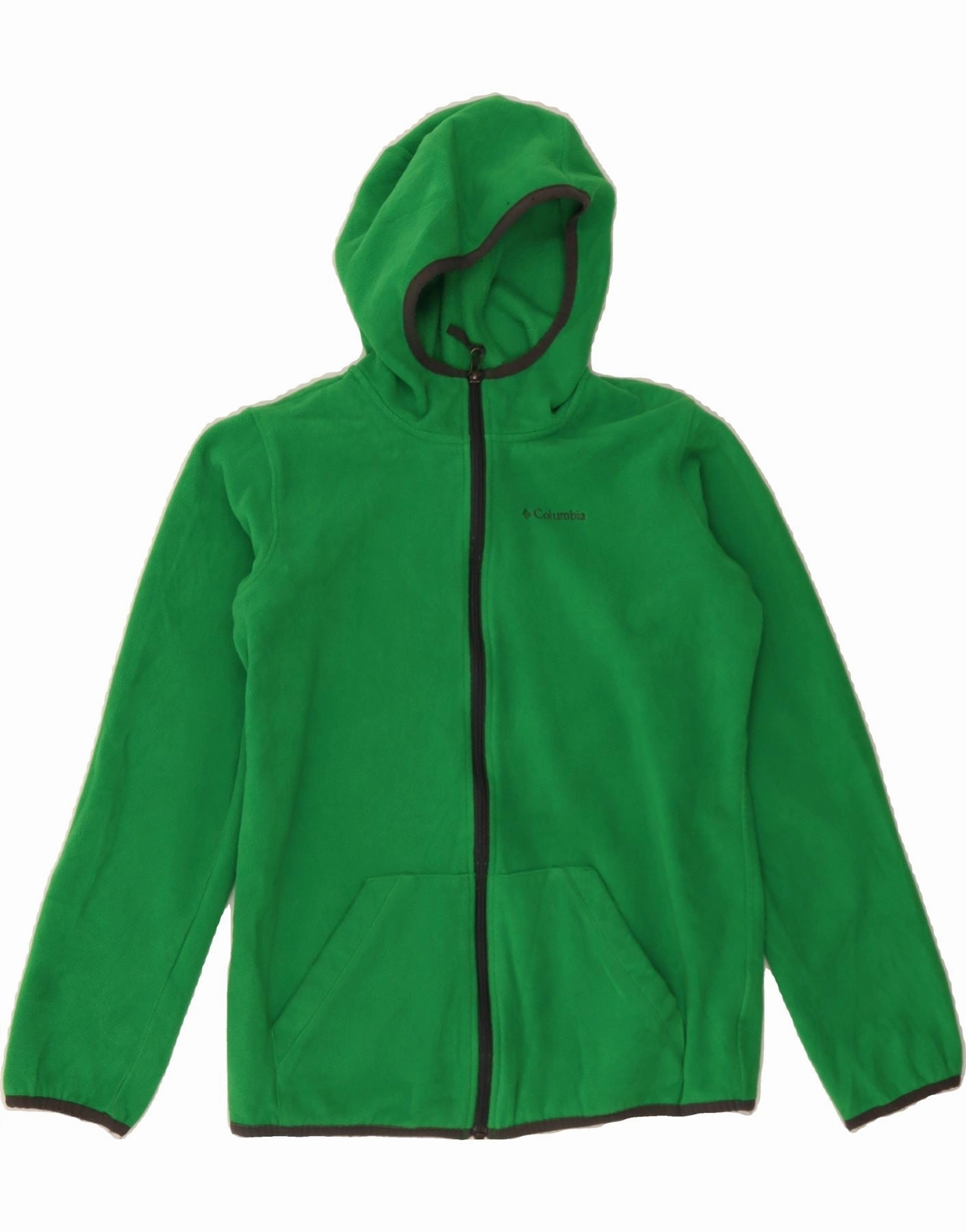 SlitPockets Analysis COLUMBIA Boys Hooded Fleece Jacket 14-15 Years Large  Green Polyester