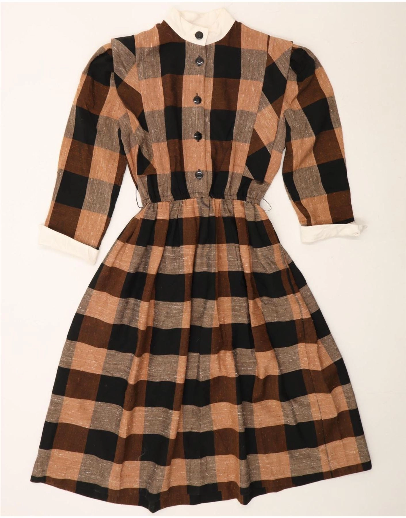 luxe feel VINTAGE Girls Long Sleeve Maxi Dress 11-12 Years Multicoloured Plaid