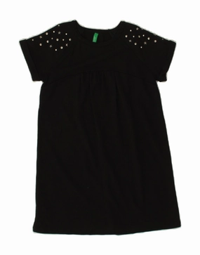 Fashion Layers BENETTON Girls T-Shirt Dress 2-3 Years Black