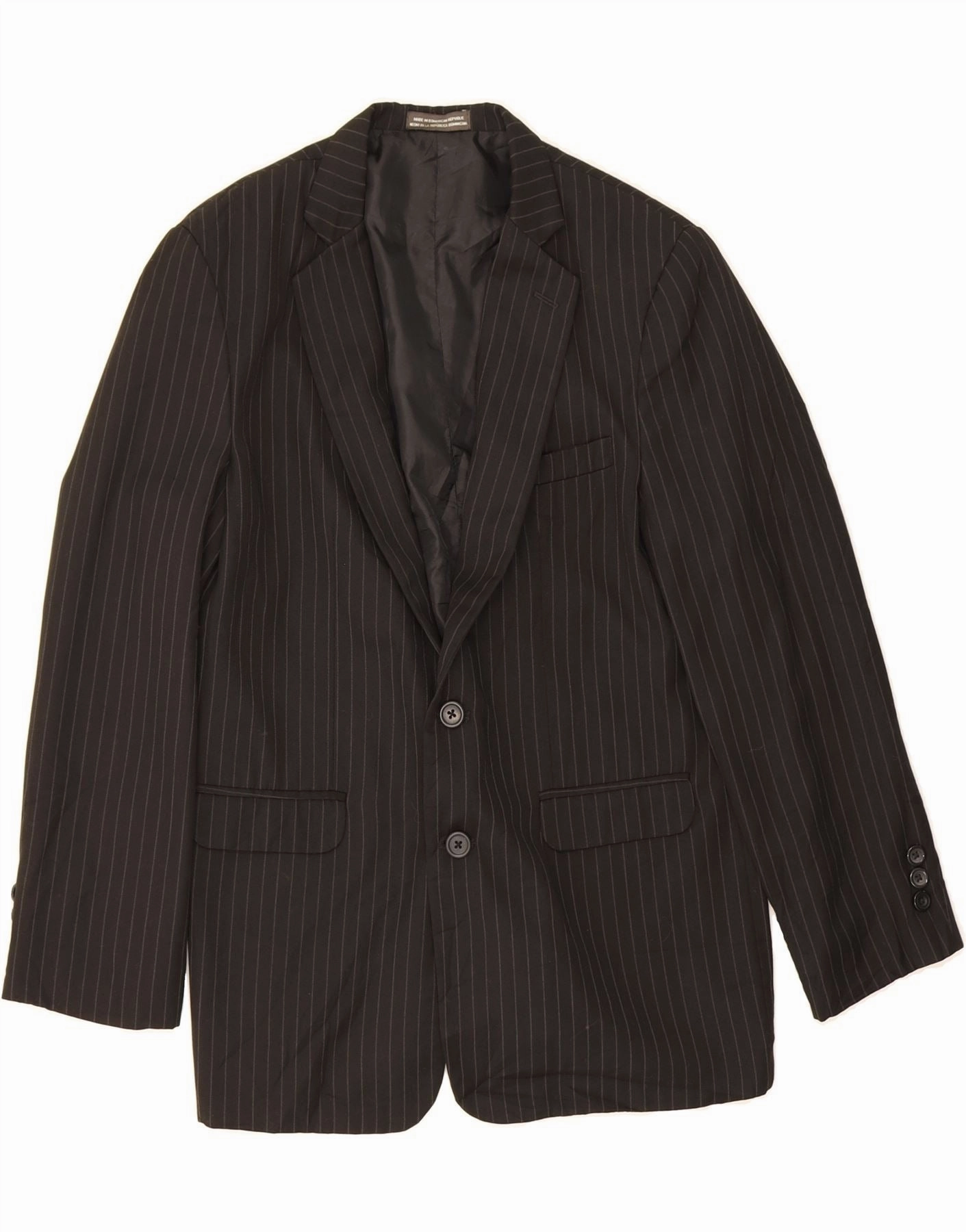 DOCKERS Boys 2 Button Blazer Jacket 15-16 Years Black Pinstripe Polyester Quick Dry Tech