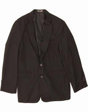 DOCKERS Boys 2 Button Blazer Jacket 15-16 Years Black Pinstripe Polyester Quick Dry Tech